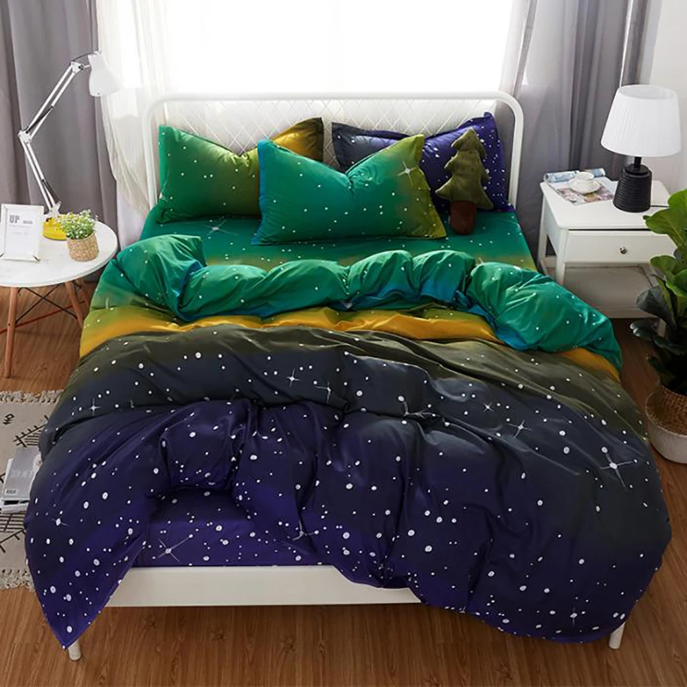 Thumпостельные принадлежности мирная ночь Комплект постельного белья King size фантазия облако темно-синий пододеяльник Королева Твин Полный уникальный дизайн Комплект постельного белья