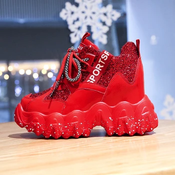 

Designers Woman Platform Sneakers Thick Soled Wedge Shoes For Women Fashion Tennis Female 10cm Height Increasing Casual Shoes