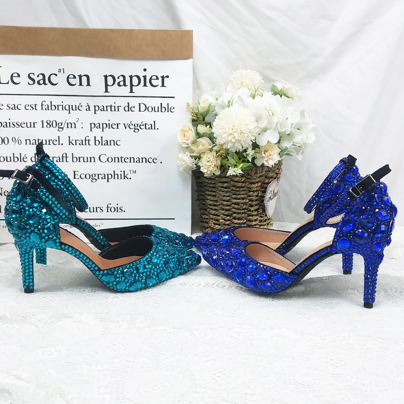 Bridal Shoes Royal Blue Sparkly Heels Blue Block Heels Over 100
