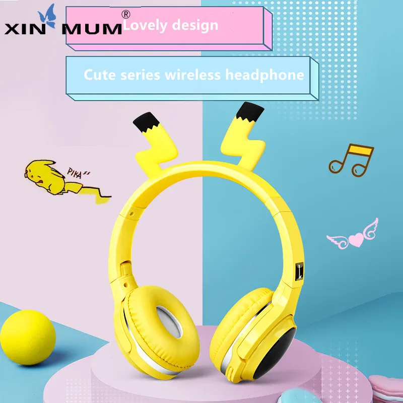 Cute Cartoon Wireless Bluetooth Headphone Bluetooth Headset Support SDCard Audio Cable Headphone for Girl Boy Children Gift 2020
