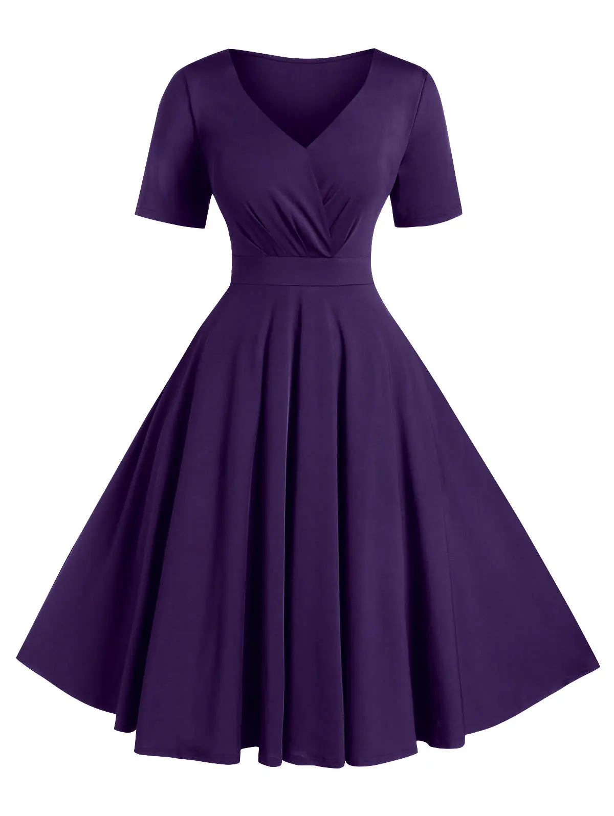 

ROSEGAL Large Size High Waist V Neck Vintage Dress Short Sleeves Fit And Flare Dress Women Classic Sexy Evening Party Maxi Dress