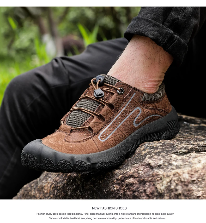 Мужские кроссовки из натуральной кожи для горной охоты, мужские кроссовки из мягкой резины, дышащие летние мужские кроссовки для пеших