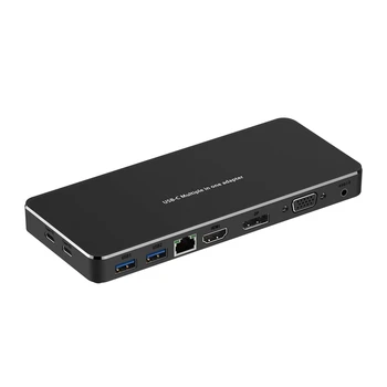 9 in 1 USB C Hub Docking Station Type-C to USB3.0 HD 4K 60Hz HDMI VGA DP PD2.0 RJ45 Gigabit Network for Laptop 1