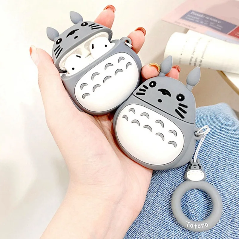Чехол для AirPods с 3D милым мультипликационным принтом Kawaii Totoro чехол для наушников для Airpods 3/i10/i11/i12 TWS Защитная крышка с кольцом на палец