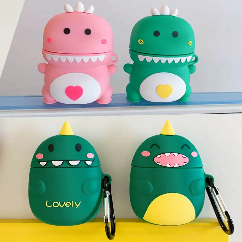 

3D Cartoon Cute Dinosaur Silicone Case for Apple Airpods 1 2 Bluetooth Wireless Headset Lovely Couple Earphone Cover Box