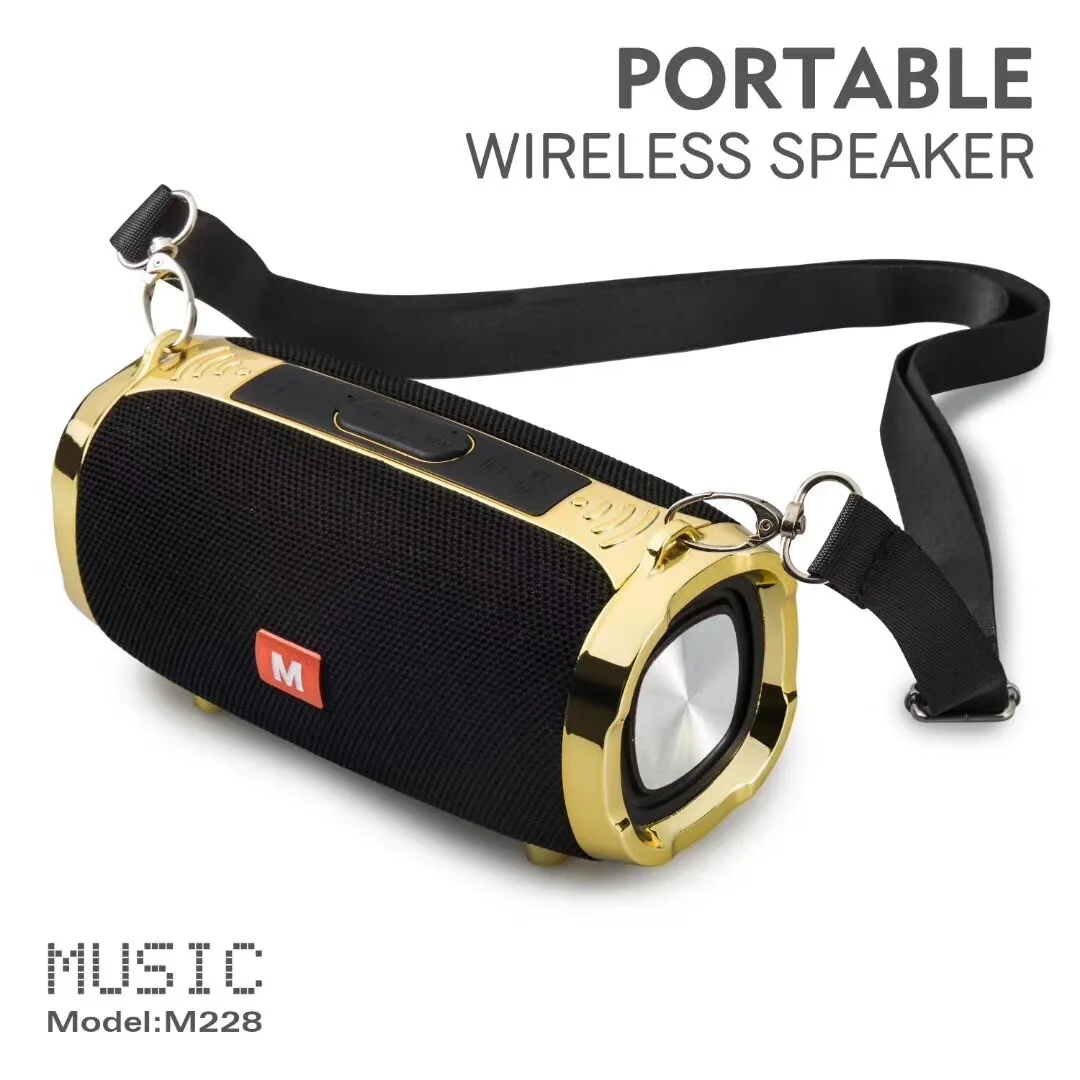 M228 Bluetooth колонки с ремешком открытый портативный громкоговоритель стерео Hifi звуковая коробка с микрофоном громкой связи для телефона TF USB MP3 - Цвет: Black