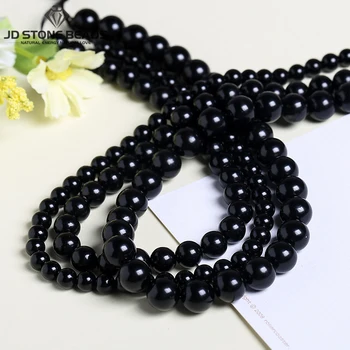 

Wholesale Natural black Coal Quartz 4 6 8 10MM Smooth Round Loose Beads For Jewelry DIY Making Design Bracelet