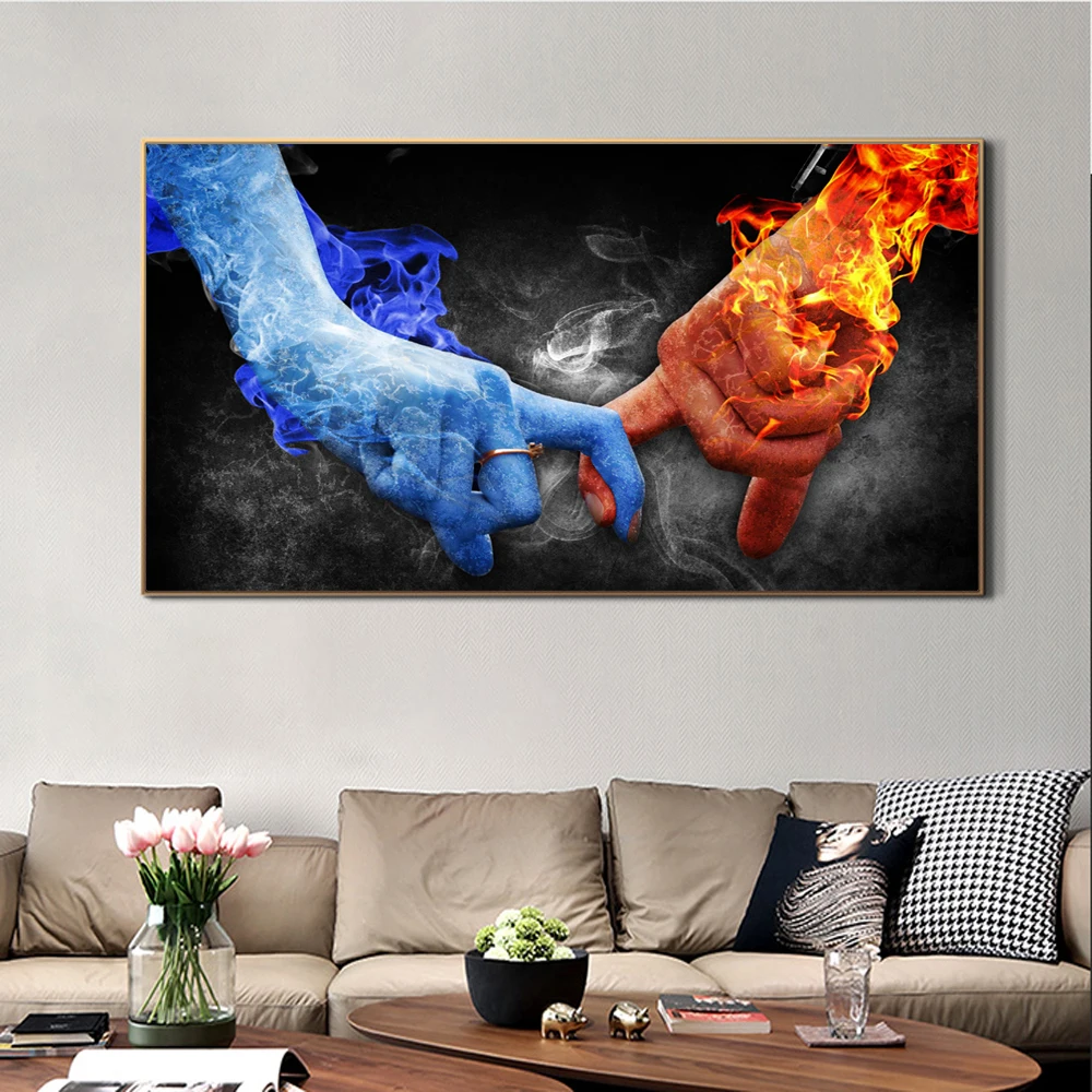 Современные парусиновые картины Ice and Fire love поп граффити художественные принты
