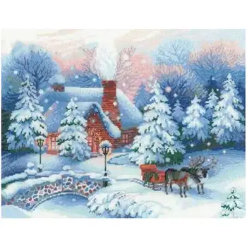 

Elk in the snow patterns Counted Cross Stitch 11CT 14CT 18CT DIY Chinese Cross Stitch Kits Embroidery Needlework Sets