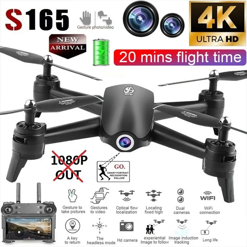 

SG165 Cool Drone One Key Return Gesture Photo HD CAMERA Wide Angle Dual Cameras Headless Uav Kids Gift
