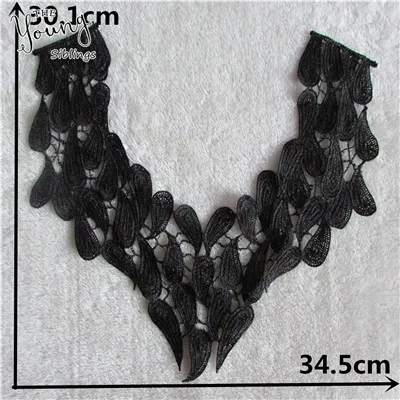 Черный кружевной ткани аппликация, шитье, вышивка кружевной воротник "сделай сам", отделка, декоративные Женская одежда Аксессуары Скрапбукинг