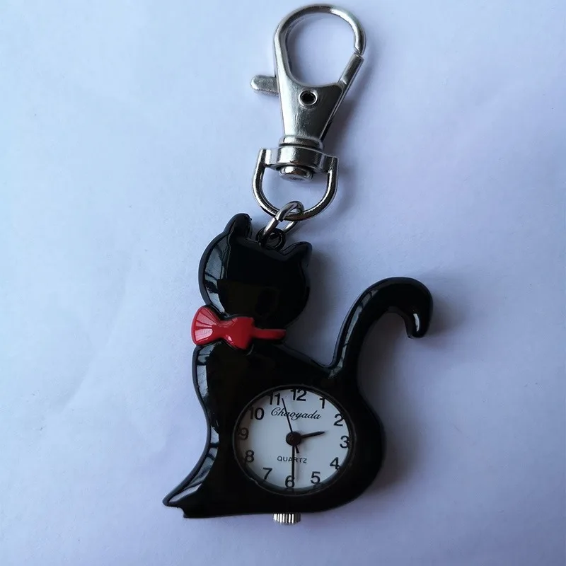 

2019 Dropshipping Fashion Colors Lovely Pet Cat Pocket Watch Keychain Watch Key Ring Clip Pendant Quartz Watches GL58K