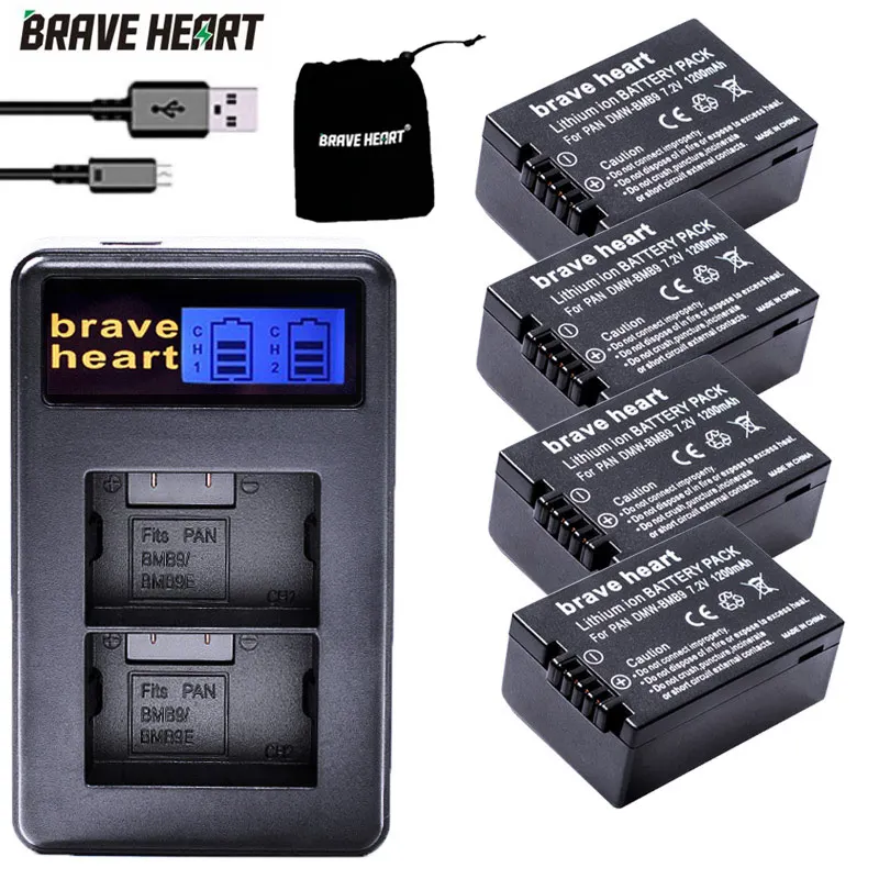 4 шт. DMW-BMB9 DMW-BMB9E ДМВ BMB9 Батарея + ЖК-дисплей Dual USB Зарядное устройство для цифрового