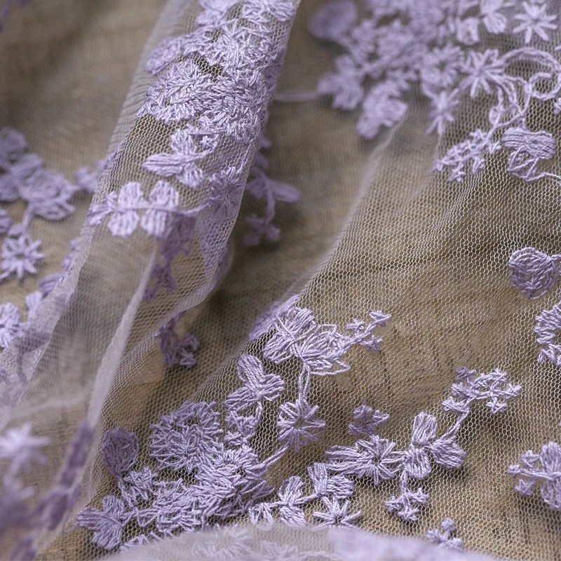 Марлевая ткань Фиолетовый Кружева Вышивка tissu свадебное платье, занавеска, платье куклы, фоновая ткань, ручной работы DIY материал