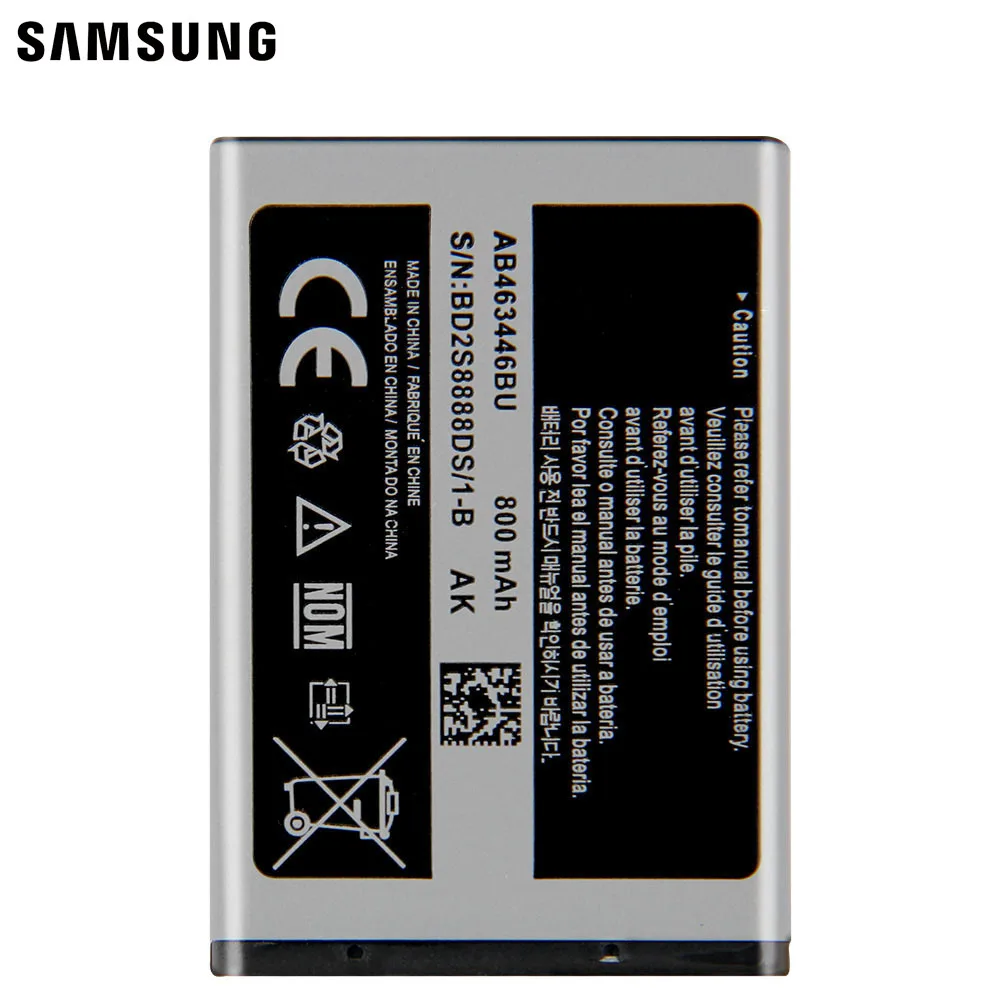 Оригинальная запасная батарея Samsung AB043446BE AB463446BU для X208 C3300K F299 B189 B309 X160 AB463446BC