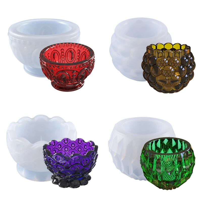 DIY Crystal Epoxy Mold Creative Candle Fleshy Potted Bowl Relief Silicone Mold