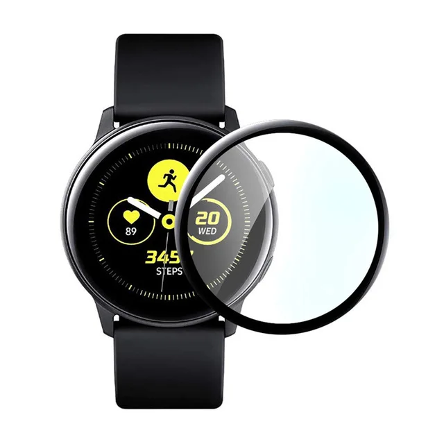 2 шт Полный экран протектор из мягкого волокна стекло для samsung galaxy watch active 2 active2 40 мм 44 мм 40/44 мм Защитная пленка крышка - Цвет: Black