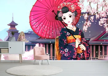 

[Self-Adhesive] 3D Anime Kimono Girl 604 Japan Anime Wall Paper mural Wall Print Decal Wall Murals Belly