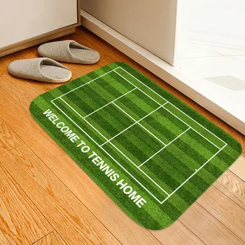 New Tennis Court Printed Flannel Water-absorbing Anti-skid Mat Home Rug Bathroom Mat Balcony Mat Doormat Kitchen Mat Floor Mat 1