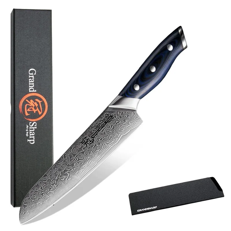 

Santoku Knife 67 Layers Japanese Damascus Stainless Steel VG-10 Chef Kitchen Damascus Knife Cooking Tools Gift Box GRANDSHARP