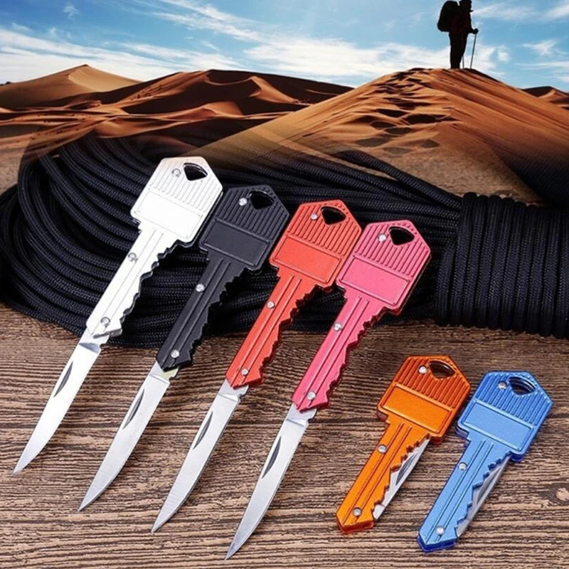 Llavero anillo Mini cuchillo de llave Multi fruta llavero de espada bolsa plegable caja paquete campamento pelador letra para exteriores Peeling abierto Supervivencia