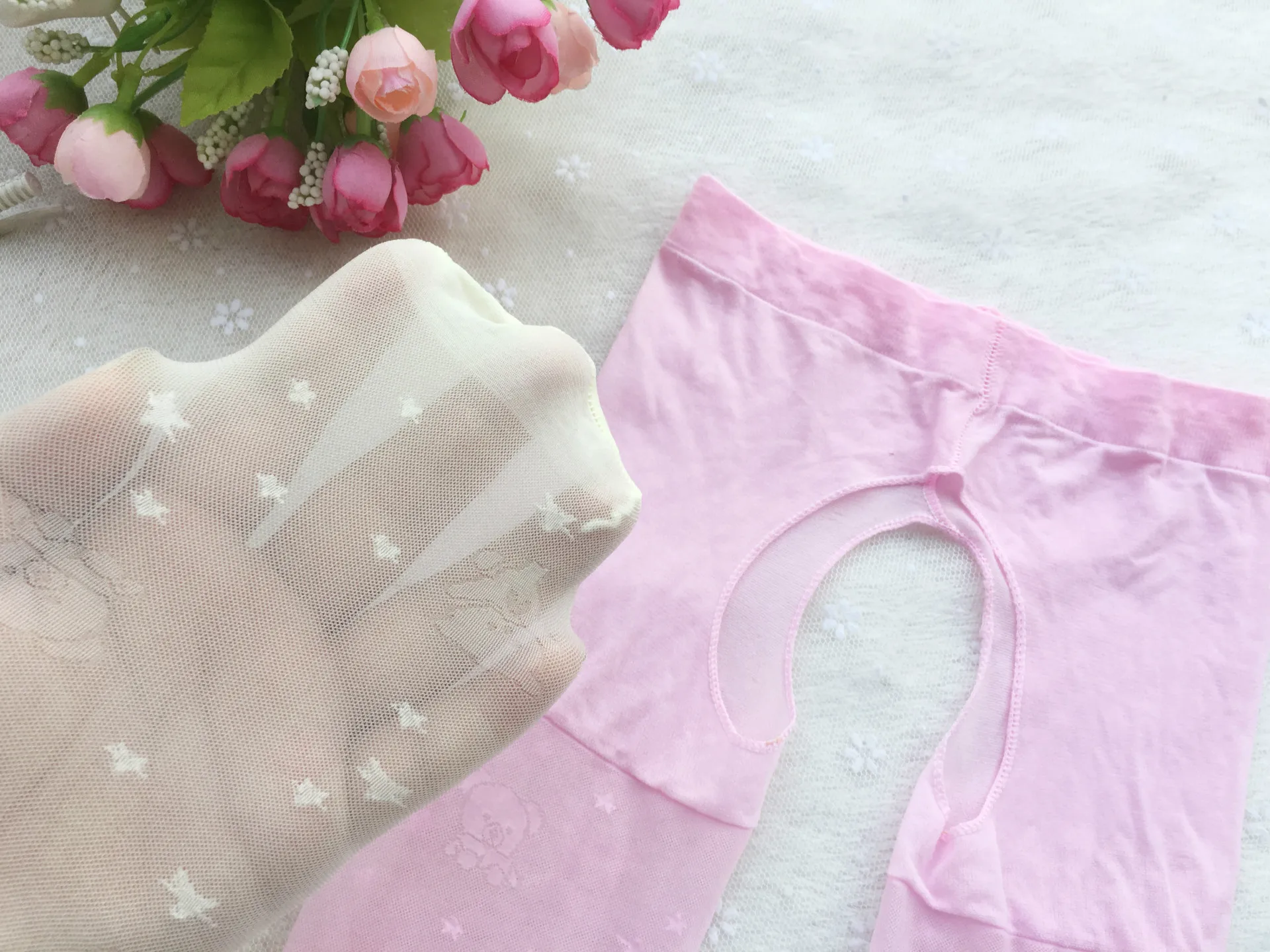 Summer Thin Section 0-1-2-3-Year-Old Infant Baby Bear Open File Anti-mosquito Patyhose Leggings Silk Stockings Socks