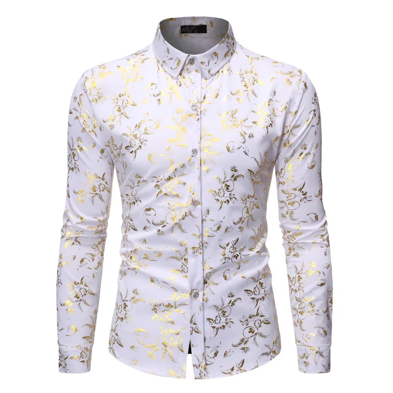 White And Gold Dress Shirt Mens Collar White And Gold Button Up Shirt  Button Up White And Gold