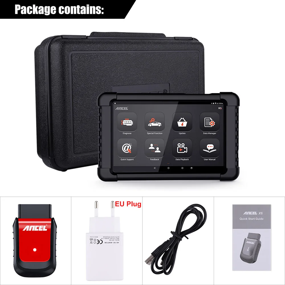 Ancel X6 Bluetooth OBD2 сканер ABS подушка безопасности масло EPB DPF Сброс Профессиональный OBD2 Автомобильный сканер бесплатное обновление автомобиля диагностический инструмент - Цвет: EU Plug