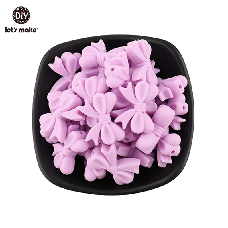 Purple Let's Make 20 шт 2,0 см* 2,7 см BPA бесплатно силиконовые бусины-бантики силикон для жевания высококачественные детские принадлежности для кормления нетоксичные - Цвет: Purple