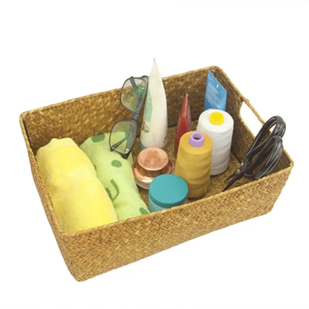 Rattan Weaving Storage Baskets Handmade Storage Basket Seagrass Belly Straw Garden Flower Pot Planter Laundry Basket Gift#D0