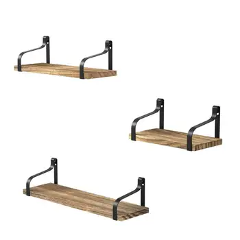

3Pcs Set Iron Wooden Decorative Wall Storage Shelf Organization For Living Room Kid Room Wall Rack Home Decor Shelf Wooden