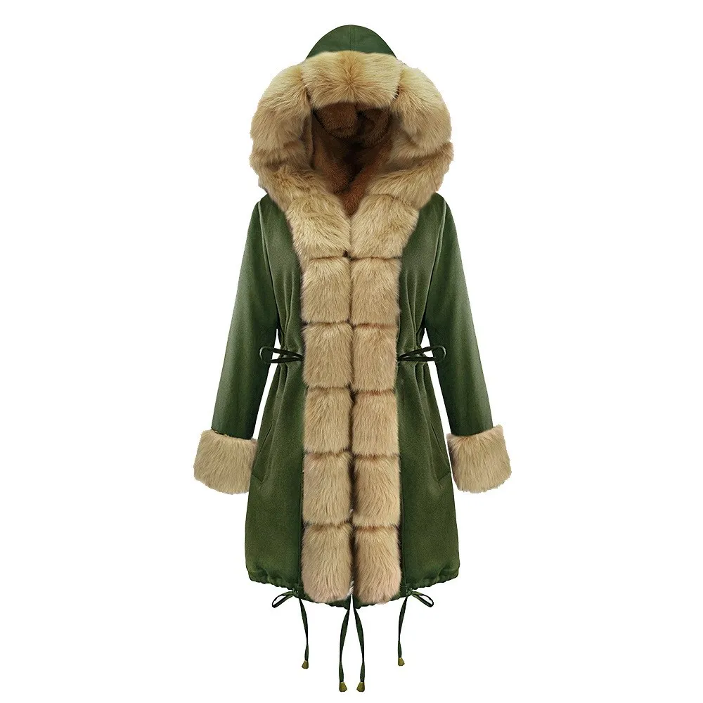Модные осенние теплые зимние куртки, Женская длинная парка с меховым воротником, повседневное женское пальто с капюшоном, верхняя одежда - Цвет: 3