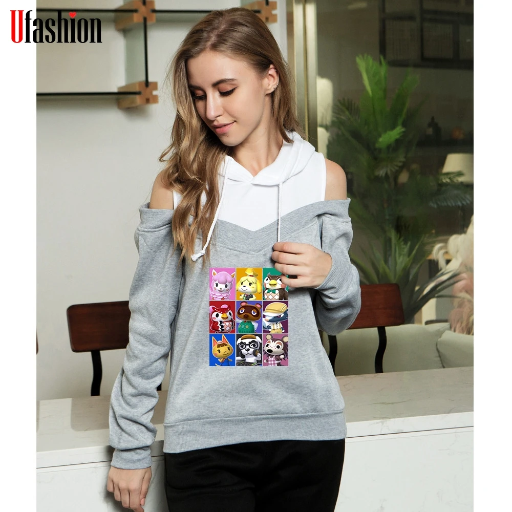 Animal Crossing Sexy Hoodie Sweatshirt Off Shoulder Tom Nook Harajuku