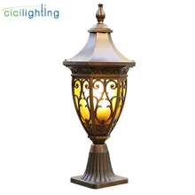 Винтажный светильник из алюминиевого сплава с стеклом для ландшафтного газона, садовый светильник для улицы, столб, столб, столбик, 9 Вт, E27, светодиодные светильники