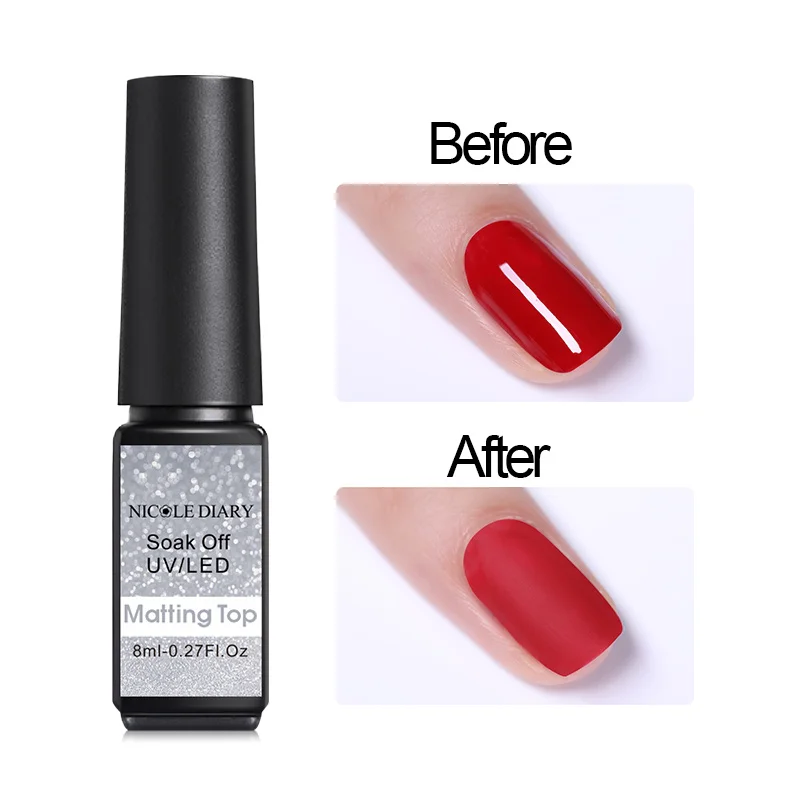 Matting Top Coat Nicole Diary 8 мл матовый УФ-гель для ногтей чистый цвет ногтей матовое верхнее покрытие Замачивание ногтей гель лак маникюрный лак - Цвет: Matting Top Coat