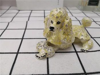 

Stock Item Enamelled Poodle Dog Trinket Box Small Home Decorative Gift Box