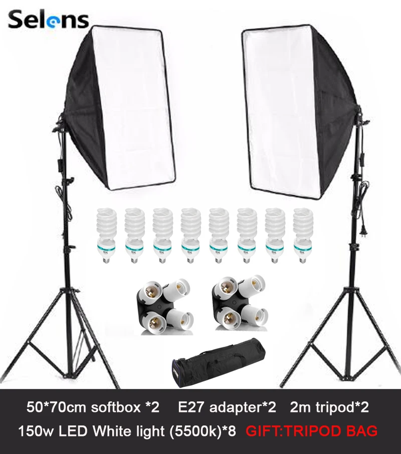 Комплект лайтбоксов для фотосъемки 8 шт. E27 Светодиодный светильник для студийной фотосъемки 2 софтбокса 2 светильник с сумкой для переноски - Цвет: option 3