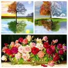 Дерево и цветы Красивые 5D алмазная живопись полная дрель домашний декор ремесла растение картина стены Искусство DIY Рождественский подарок на заказ