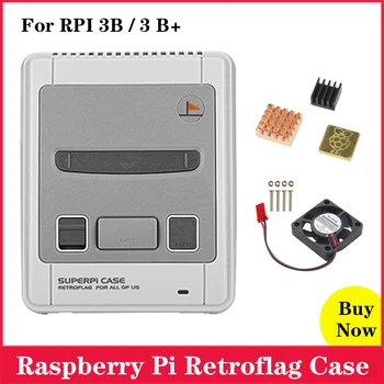 

Raspberry Pi Retroflage SUPERPi CASE-J Functional Button with Cooling Fan Heat Sink for Raspberry Pi 3 Model B Pi 3B 3 B+