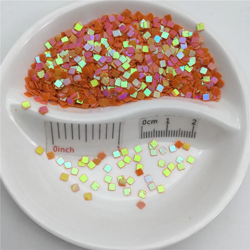 20 г 2,5 мм квадратные ПВХ Блестящие Блестки для маникюра, свадебного конфетти, блестки для рукоделия/орнамента - Цвет: AB Orange