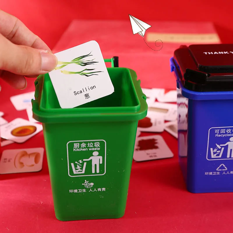 

Garbage Compartmental Game Props Early Educational Teaching Aid Kindergarten Desktop Four Colors Garbage Can Parent And Child Ed