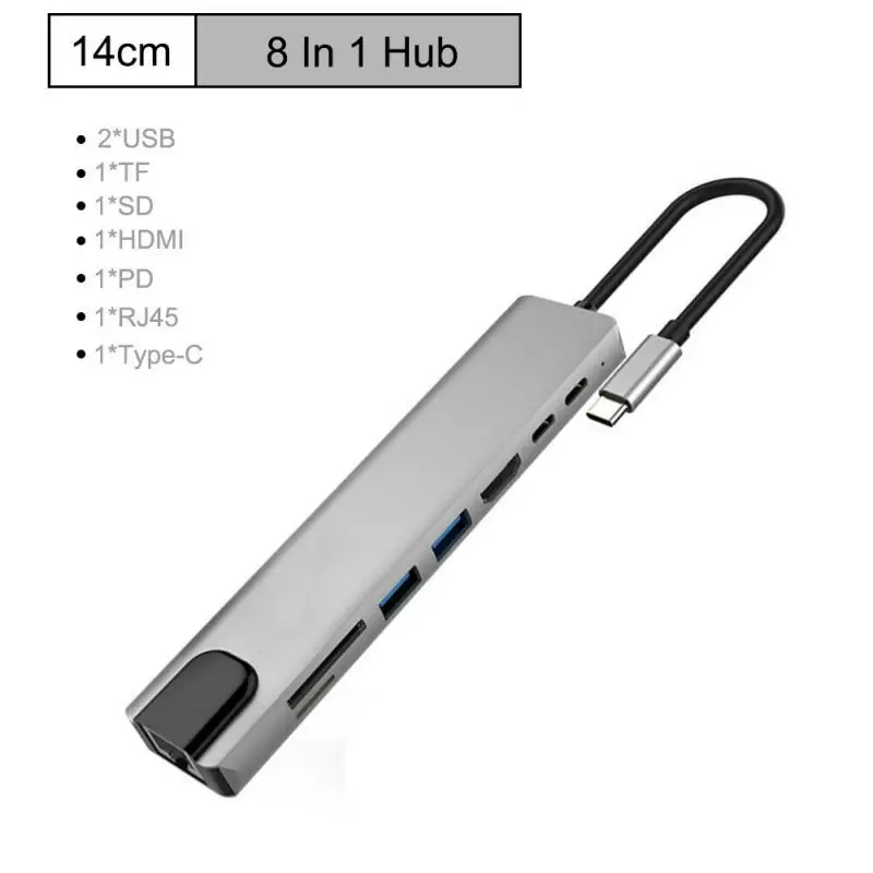 Распродажа 8-в-1 USB-C концентратор практичный Тип тип-c многопортовый кард-ридер адаптер Алюминий сплава 4K HDMI адаптер для Mac Pro USB-C концентратор