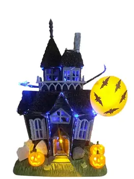

Halloween Spooky Haunted House Castle with Flashing Lights Sound Motion Sensor for Halloween Decoration