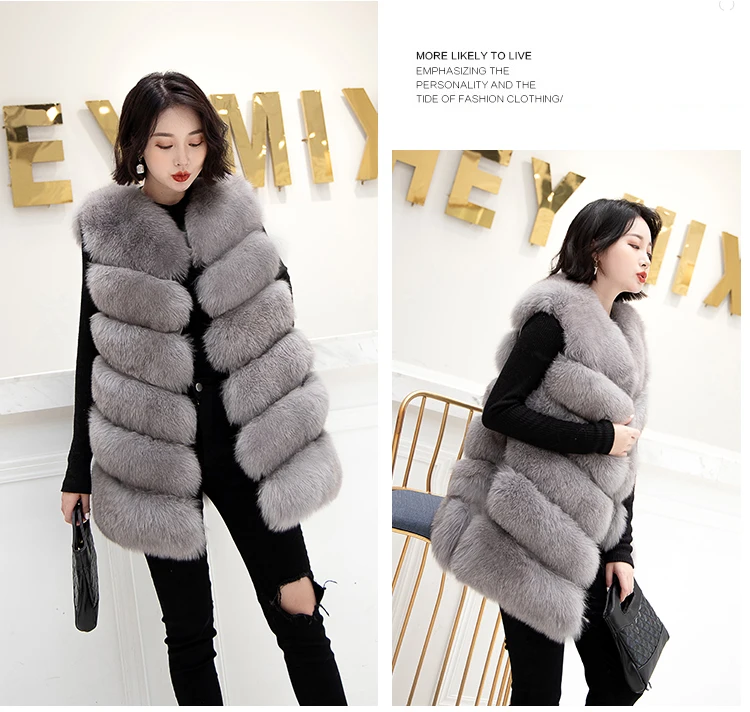 new real natural whole fur six-section fox vest ladies winter long warm fashion vest