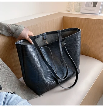 

women big pu leather black brown beige tote bag for female large capacity daily one shoulder bag