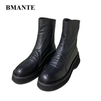 preço Bmante Botas Femininas Flatform Aumentar Meados De Bezerro Estiramento Equitação Sapatos De Inverno Feminino Estilo Japão Goth Escuro Owen Sapatilhas Femininas Marca