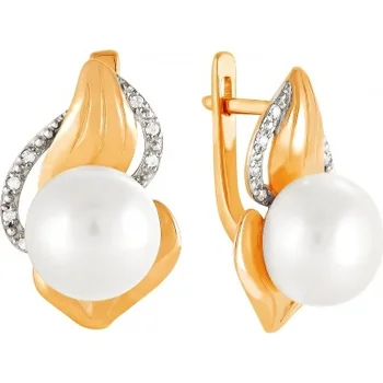 

Примаэксклюзив earrings with pearls and cubic zirconia in red gold