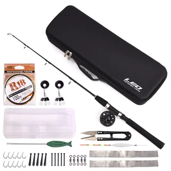 

Winter Ice Fishing Rod Reel SET 80cm Super short retractable Telescopic Fishing Pole wheel Line Bag Accessories Comobo Kit