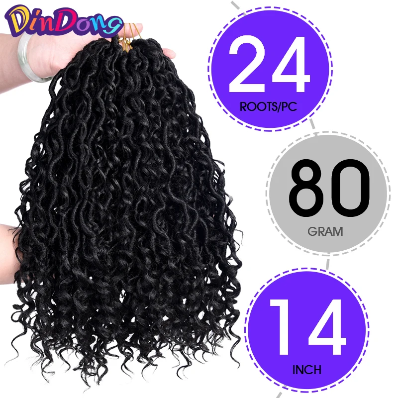 Goddess Faux Locs Curly Braids Synthetic Boho Crochet Braid Messy Faux Locs Crochet Hair Extensions Bohemian For Women