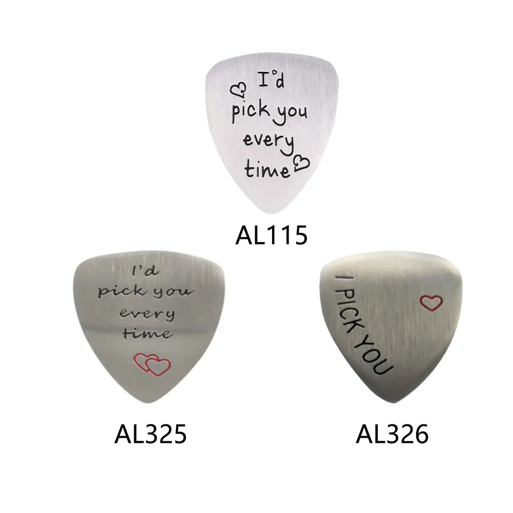 Бас-медиатор музыка электрическая Plectrum тонкая титановая сталь акустическая укулеле прочная гитара палочки Выгравированные буквы портативный подарок